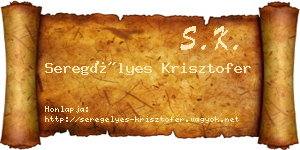 Seregélyes Krisztofer névjegykártya